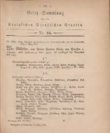 Gesetz-Sammlung für die Königlichen Preussischen Staaten, 19. März, 1878, nr. 12.