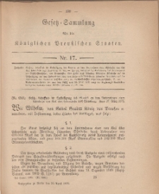 Gesetz-Sammlung für die Königlichen Preussischen Staaten, 26. April, 1878, nr. 17.