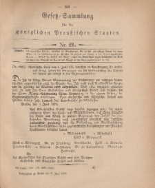 Gesetz-Sammlung für die Königlichen Preussischen Staaten, 7. Juni, 1878, nr. 21.