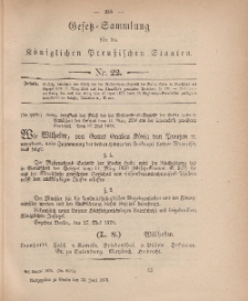 Gesetz-Sammlung für die Königlichen Preussischen Staaten, 22. Juni, 1878, nr. 22.