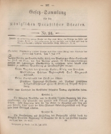 Gesetz-Sammlung für die Königlichen Preussischen Staaten, 24. Juli, 1878, nr. 24.