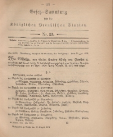 Gesetz-Sammlung für die Königlichen Preussischen Staaten, 19. August, 1878, nr. 25.