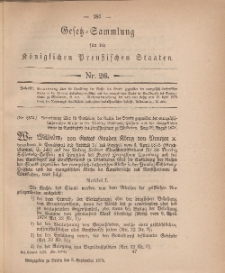Gesetz-Sammlung für die Königlichen Preussischen Staaten, 5. September, 1878, nr. 26.