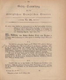 Gesetz-Sammlung für die Königlichen Preussischen Staaten, 30. Oktober, 1878, nr. 28.