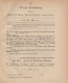 Gesetz-Sammlung für die Königlichen Preussischen Staaten, 6. November, 1878, nr. 29.