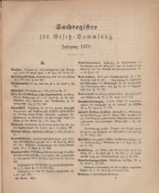 Gesetz-Sammlung für die Königlichen Preussischen Staaten (Sachregister), 1878