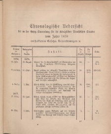 Gesetz-Sammlung für die Königlichen Preussischen Staaten (Chronologische Uebersicht), 1878