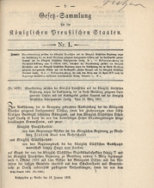Gesetz-Sammlung für die Königlichen Preussischen Staaten, 16. Januar 1892, nr. 1.