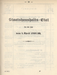 Gesetz-Sammlung für die Königlichen Preussischen Staaten, (Staatshaushalts-Etat für das Jahr von 1. April 1892/93)