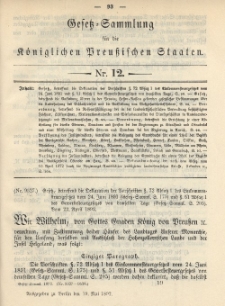 Gesetz-Sammlung für die Königlichen Preussischen Staaten, 19. Mai 1892, nr. 12.