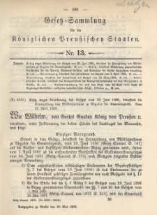 Gesetz-Sammlung für die Königlichen Preussischen Staaten, 30. Mai 1892, nr. 13.