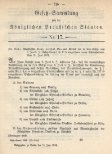 Gesetz-Sammlung für die Königlichen Preussischen Staaten, 21. Juni 1892, nr. 17.