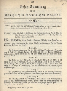 Gesetz-Sammlung für die Königlichen Preussischen Staaten, 21. Juli 1892, nr. 20.