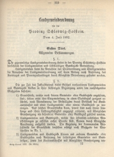 Gesetz-Sammlung für die Königlichen Preussischen Staaten (Landgemeindeordnung für die Provinz Schleswig-Holstein : 4. Juli 1892)