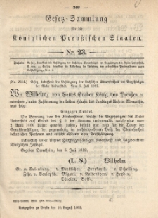 Gesetz-Sammlung für die Königlichen Preussischen Staaten, 10. August 1892, nr. 23.
