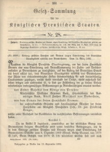 Gesetz-Sammlung für die Königlichen Preussischen Staaten, 13. September 1892, nr. 28.