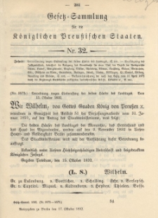 Gesetz-Sammlung für die Königlichen Preussischen Staaten, 17. Oktober 1892, nr. 32.