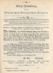 Gesetz-Sammlung für die Königlichen Preussischen Staaten, 7. Dezember 1892, nr. 35.