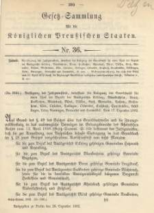 Gesetz-Sammlung für die Königlichen Preussischen Staaten, 28. Dezember 1892, nr. 36.