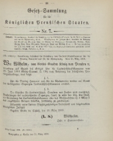 Gesetz-Sammlung für die Königlichen Preussischen Staaten, 21. März 1899, nr. 7.