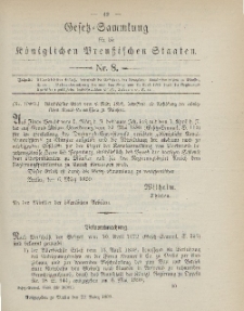 Gesetz-Sammlung für die Königlichen Preussischen Staaten, 22. März 1899, nr. 8.