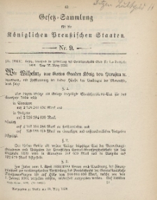 Gesetz-Sammlung für die Königlichen Preussischen Staaten, 28. März 1899, nr. 9.