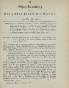 Gesetz-Sammlung für die Königlichen Preussischen Staaten, 11. April 1899, nr. 12.