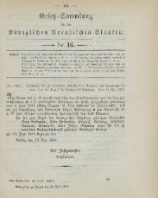 Gesetz-Sammlung für die Königlichen Preussischen Staaten, 30. Mai 1899, nr. 16.