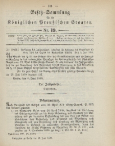 Gesetz-Sammlung für die Königlichen Preussischen Staaten, 19. Juni 1899, nr. 19.