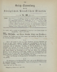 Gesetz-Sammlung für die Königlichen Preussischen Staaten, 6. Juli 1899, nr. 20.