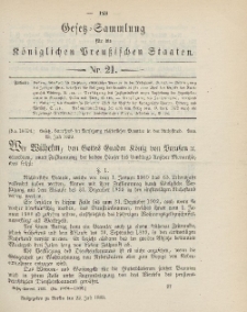 Gesetz-Sammlung für die Königlichen Preussischen Staaten, 22. Juli 1899, nr. 21.