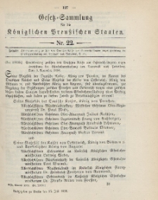 Gesetz-Sammlung für die Königlichen Preussischen Staaten, 25. Juli 1899, nr. 22.