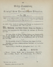 Gesetz-Sammlung für die Königlichen Preussischen Staaten, 28. Juli 1899, nr. 23.