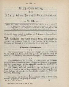 Gesetz-Sammlung für die Königlichen Preussischen Staaten, 14. August 1899, nr. 24.
