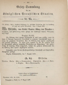 Gesetz-Sammlung für die Königlichen Preussischen Staaten, 17. August 1899, nr. 25.