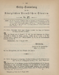 Gesetz-Sammlung für die Königlichen Preussischen Staaten, 31. August 1899, nr. 27.