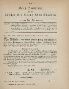 Gesetz-Sammlung für die Königlichen Preussischen Staaten, 12. September 1899, nr. 28.