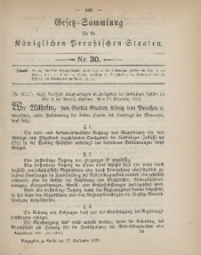 Gesetz-Sammlung für die Königlichen Preussischen Staaten, 27. September 1899, nr. 30.