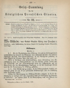 Gesetz-Sammlung für die Königlichen Preussischen Staaten, 10. Oktober 1899, nr. 31.