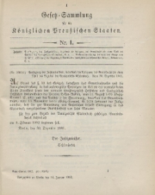 Gesetz-Sammlung für die Königlichen Preussischen Staaten, 14. Januar 1902, nr. 1.