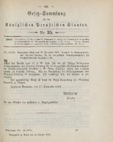 Gesetz-Sammlung für die Königlichen Preussischen Staaten, 19. Oktober 1899, nr. 35.