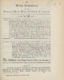 Gesetz-Sammlung für die Königlichen Preussischen Staaten, 27. Oktober 1899, nr. 36.