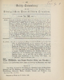 Gesetz-Sammlung für die Königlichen Preussischen Staaten, 27. Oktober 1899, nr. 36.
