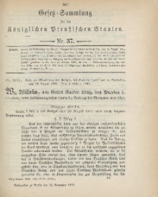 Gesetz-Sammlung für die Königlichen Preussischen Staaten, 14. November 1899, nr. 37.