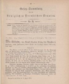 Gesetz-Sammlung für die Königlichen Preussischen Staaten, 10. April 1902, nr. 9.