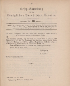 Gesetz-Sammlung für die Königlichen Preussischen Staaten, 14. April 1902, nr. 10.