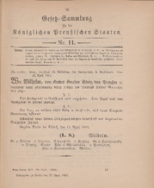 Gesetz-Sammlung für die Königlichen Preussischen Staaten, 23. April 1902, nr. 11.