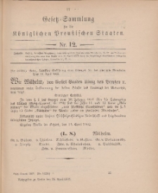 Gesetz-Sammlung für die Königlichen Preussischen Staaten, 25. April 1902, nr. 12.