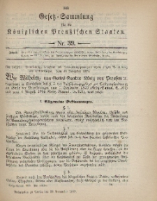 Gesetz-Sammlung für die Königlichen Preussischen Staaten, 28. November 1899, nr. 39.
