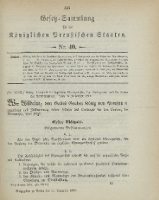 Gesetz-Sammlung für die Königlichen Preussischen Staaten, 11. Dezember 1899, nr. 40.